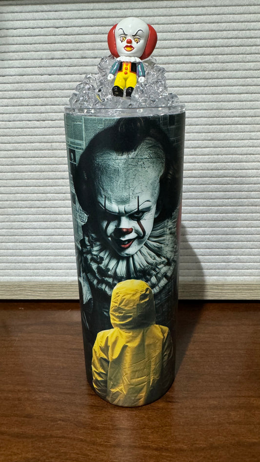 20oz Glow in the dark Tumbler with Topper - IT HORROR