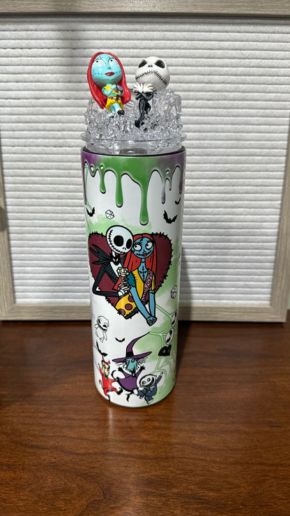 20oz UV/Glow in the dark Tumbler with Topper - Jack & Sally