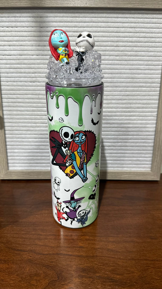 20oz UV/Glow in the dark Tumbler with Topper - Jack & Sally