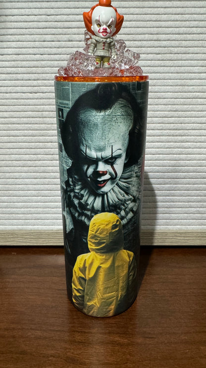 20oz Glow in the dark Tumbler with Topper - IT HORROR